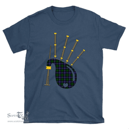 Scottish Russell Modern Clan Tartan T-Shirt 2D - Bagpipes Style Scottish Plaid Tartan Plaid