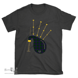 Scottish Russell Modern Clan Tartan T-Shirt 2D - Bagpipes Style Scottish Plaid Tartan Plaid