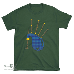 Scottish Mercer Modern Clan Tartan T-Shirt 2D - Bagpipes Style Scottish Plaid Tartan Plaid