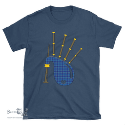 Scottish Mercer Modern Clan Tartan T-Shirt 2D - Bagpipes Style Scottish Plaid Tartan Plaid