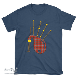 Scottish Robertson Weathered Clan Tartan T-Shirt 2D - Bagpipes Style Scottish Plaid Tartan Plaid