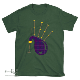 Scottish Pride of Glencoe Clan Tartan T-Shirt 2D - Bagpipes Style Scottish Plaid Tartan Plaid