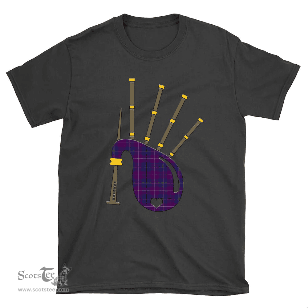 Scottish Pride of Glencoe Clan Tartan T-Shirt 2D - Bagpipes Style Scottish Plaid Tartan Plaid