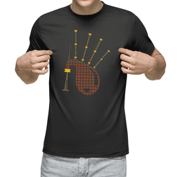 Scottish MacNaughton Ancient Clan Tartan T-Shirt 2D - Bagpipes Style Scottish Plaid Tartan Plaid