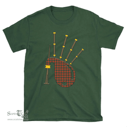 Scottish MacNaughton Ancient Clan Tartan T-Shirt 2D - Bagpipes Style Scottish Plaid Tartan Plaid