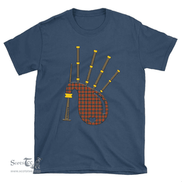 Scottish MacNaughton Ancient Clan Tartan T-Shirt 2D - Bagpipes Style Scottish Plaid Tartan Plaid