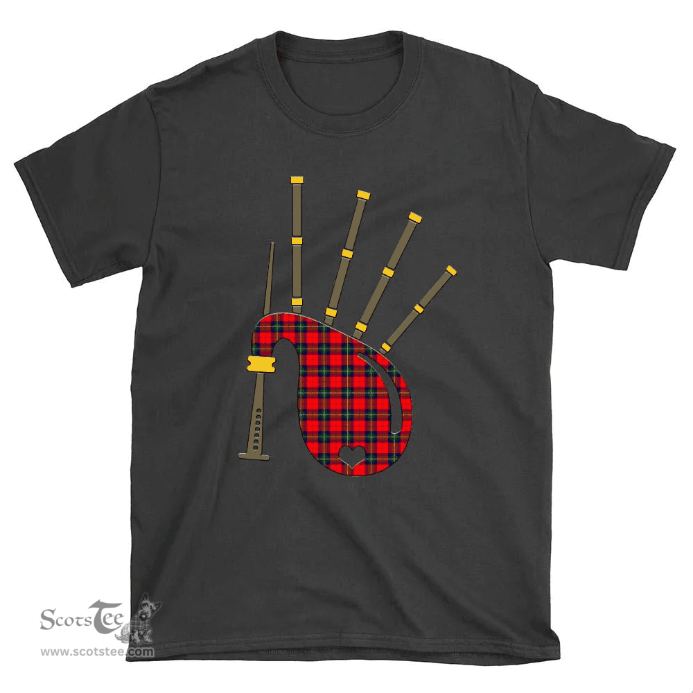Scottish Ruthven Modern Clan Tartan T-Shirt 2D - Bagpipes Style Scottish Plaid Tartan Plaid