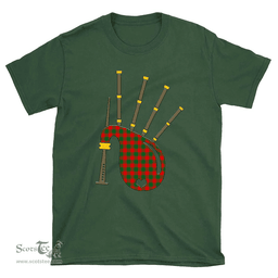 Scottish Moncrieffe Clan Tartan T-Shirt 2D - Bagpipes Style Scottish Plaid Tartan Plaid
