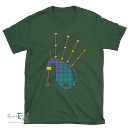 Scottish Pitcairn Hunting Clan Tartan T-Shirt 2D - Bagpipes Style Scottish Plaid Tartan Plaid