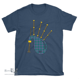 Scottish Pitcairn Hunting Clan Tartan T-Shirt 2D - Bagpipes Style Scottish Plaid Tartan Plaid