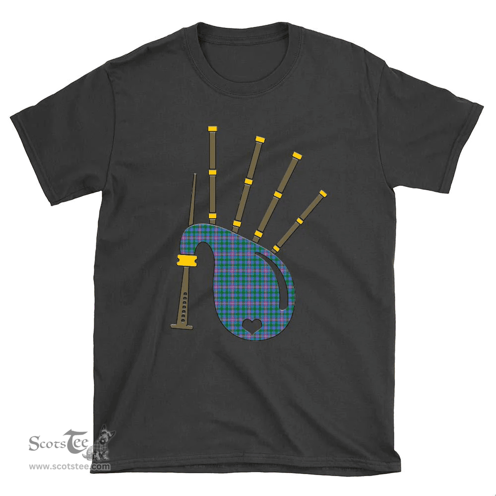 Scottish Pitcairn Hunting Clan Tartan T-Shirt 2D - Bagpipes Style Scottish Plaid Tartan Plaid