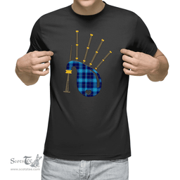 Scottish McKerrell Clan Tartan T-Shirt 2D - Bagpipes Style Scottish Plaid Tartan Plaid