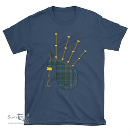 Scottish Ogilvie Hunting Ancient Clan Tartan T-Shirt 2D - Bagpipes Style Scottish Plaid Tartan Plaid