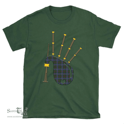 Scottish Ogilvie Hunting Modern Clan Tartan T-Shirt 2D - Bagpipes Style Scottish Plaid Tartan Plaid