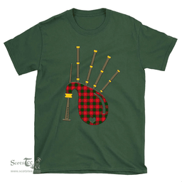 Scottish Rattray Modern Clan Tartan T-Shirt 2D - Bagpipes Style Scottish Plaid Tartan Plaid