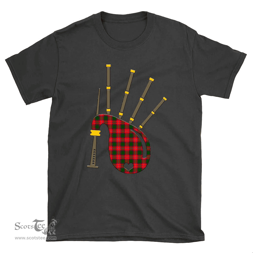 Scottish Rattray Modern Clan Tartan T-Shirt 2D - Bagpipes Style Scottish Plaid Tartan Plaid