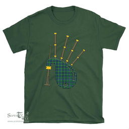 Scottish Murray of Atholl Ancient Clan Tartan T-Shirt 2D - Bagpipes Style Scottish Plaid Tartan Plaid