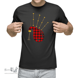 Scottish Ramsay Modern Clan Tartan T-Shirt 2D - Bagpipes Style Scottish Plaid Tartan Plaid