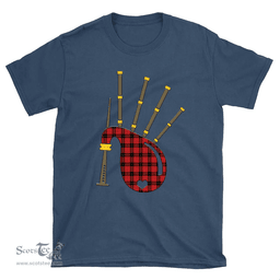 Scottish MacQueen Modern Clan Tartan T-Shirt 2D - Bagpipes Style Scottish Plaid Tartan Plaid