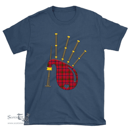 Scottish MacRae Modern Clan Tartan T-Shirt 2D - Bagpipes Style Scottish Plaid Tartan Plaid