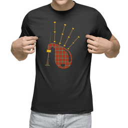 Scottish Morrison Red Ancient Clan Tartan T-Shirt 2D - Bagpipes Style Scottish Plaid Tartan Plaid