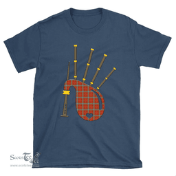 Scottish Morrison Red Ancient Clan Tartan T-Shirt 2D - Bagpipes Style Scottish Plaid Tartan Plaid