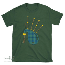 Scottish Oliphant Ancient Clan Tartan T-Shirt 2D - Bagpipes Style Scottish Plaid Tartan Plaid