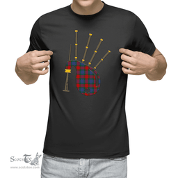 Scottish Mar Clan Tartan T-Shirt 2D - Bagpipes Style Scottish Plaid Tartan Plaid
