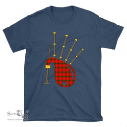 Scottish MacQuarrie Modern Clan Tartan T-Shirt 2D - Bagpipes Style Scottish Plaid Tartan Plaid