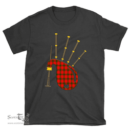 Scottish MacQuarrie Modern Clan Tartan T-Shirt 2D - Bagpipes Style Scottish Plaid Tartan Plaid