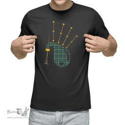 Scottish MacThomas Ancient Clan Tartan T-Shirt 2D - Bagpipes Style Scottish Plaid Tartan Plaid