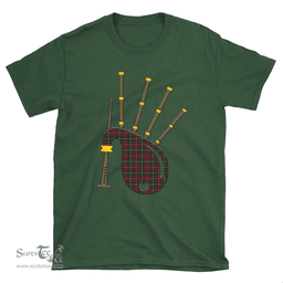 Scottish MacKintosh Hunting Modern Clan Tartan T-Shirt 2D - Bagpipes Style Scottish Plaid Tartan Plaid