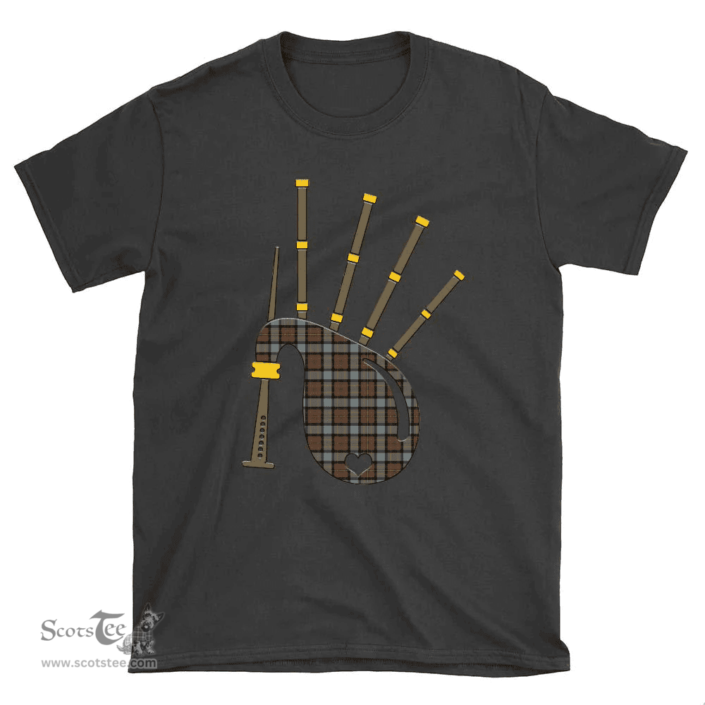 Scottish MacLaren Weathered Clan Tartan T-Shirt 2D - Bagpipes Style Scottish Plaid Tartan Plaid