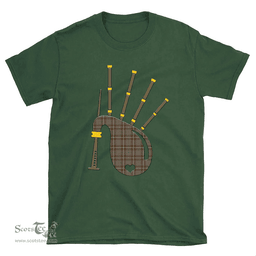 Scottish MacIntyre Hunting Weathered Clan Tartan T-Shirt 2D - Bagpipes Style Scottish Plaid Tartan Plaid