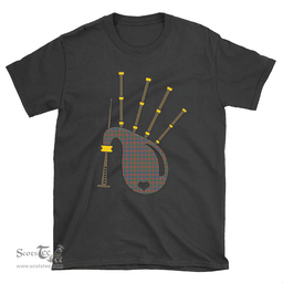 Scottish MacIntyre Ancient Clan Tartan T-Shirt 2D - Bagpipes Style Scottish Plaid Tartan Plaid