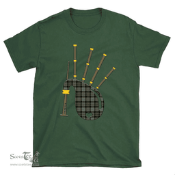 Scottish MacKay Weathered Clan Tartan T-Shirt 2D - Bagpipes Style Scottish Plaid Tartan Plaid