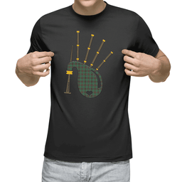 Scottish MacKinnon Hunting Ancient Clan Tartan T-Shirt 2D - Bagpipes Style Scottish Plaid Tartan Plaid