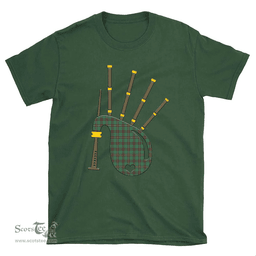 Scottish MacKinnon Hunting Ancient Clan Tartan T-Shirt 2D - Bagpipes Style Scottish Plaid Tartan Plaid