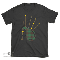 Scottish MacKinnon Hunting Ancient Clan Tartan T-Shirt 2D - Bagpipes Style Scottish Plaid Tartan Plaid