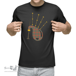 Scottish MacKintosh Ancient Clan Tartan T-Shirt 2D - Bagpipes Style Scottish Plaid Tartan Plaid