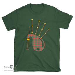 Scottish MacKintosh Ancient Clan Tartan T-Shirt 2D - Bagpipes Style Scottish Plaid Tartan Plaid