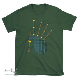 Scottish MacDonald of the Isles Hunting Ancient Clan Tartan T-Shirt 2D - Bagpipes Style Scottish Plaid Tartan Plaid