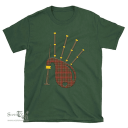 Scottish MacKintosh Hunting Weathered Clan Tartan T-Shirt 2D - Bagpipes Style Scottish Plaid Tartan Plaid