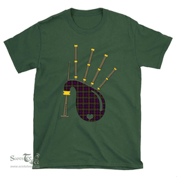 Scottish MacDonnell of Glengarry Modern Clan Tartan T-Shirt 2D - Bagpipes Style Scottish Plaid Tartan Plaid