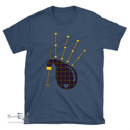 Scottish MacDonnell of Glengarry Modern Clan Tartan T-Shirt 2D - Bagpipes Style Scottish Plaid Tartan Plaid