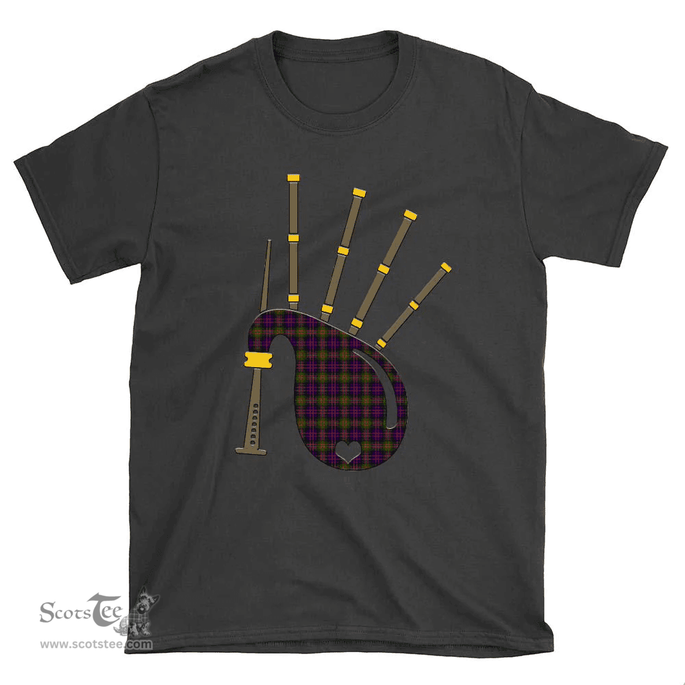 Scottish MacDonnell of Glengarry Modern Clan Tartan T-Shirt 2D - Bagpipes Style Scottish Plaid Tartan Plaid