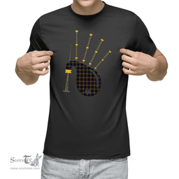 Scottish MacLellan Modern Clan Tartan T-Shirt 2D - Bagpipes Style Scottish Plaid Tartan Plaid