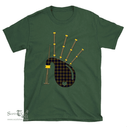 Scottish MacLellan Modern Clan Tartan T-Shirt 2D - Bagpipes Style Scottish Plaid Tartan Plaid