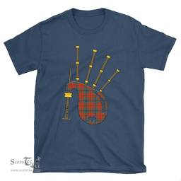 Scottish MacLean of Duart Ancient Clan Tartan T-Shirt 2D - Bagpipes Style Scottish Plaid Tartan Plaid