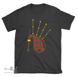 Scottish MacLean of Duart Ancient Clan Tartan T-Shirt 2D - Bagpipes Style Scottish Plaid Tartan Plaid
